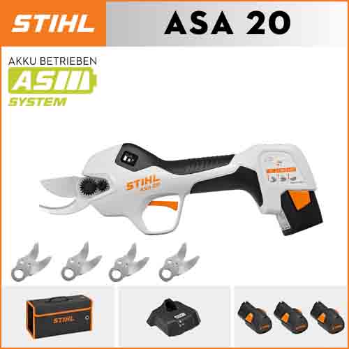 STIHL ASA20*1, bateria de lítio*3, caixa de armazenamento*1, cabeça de aparador*5, carregador*1